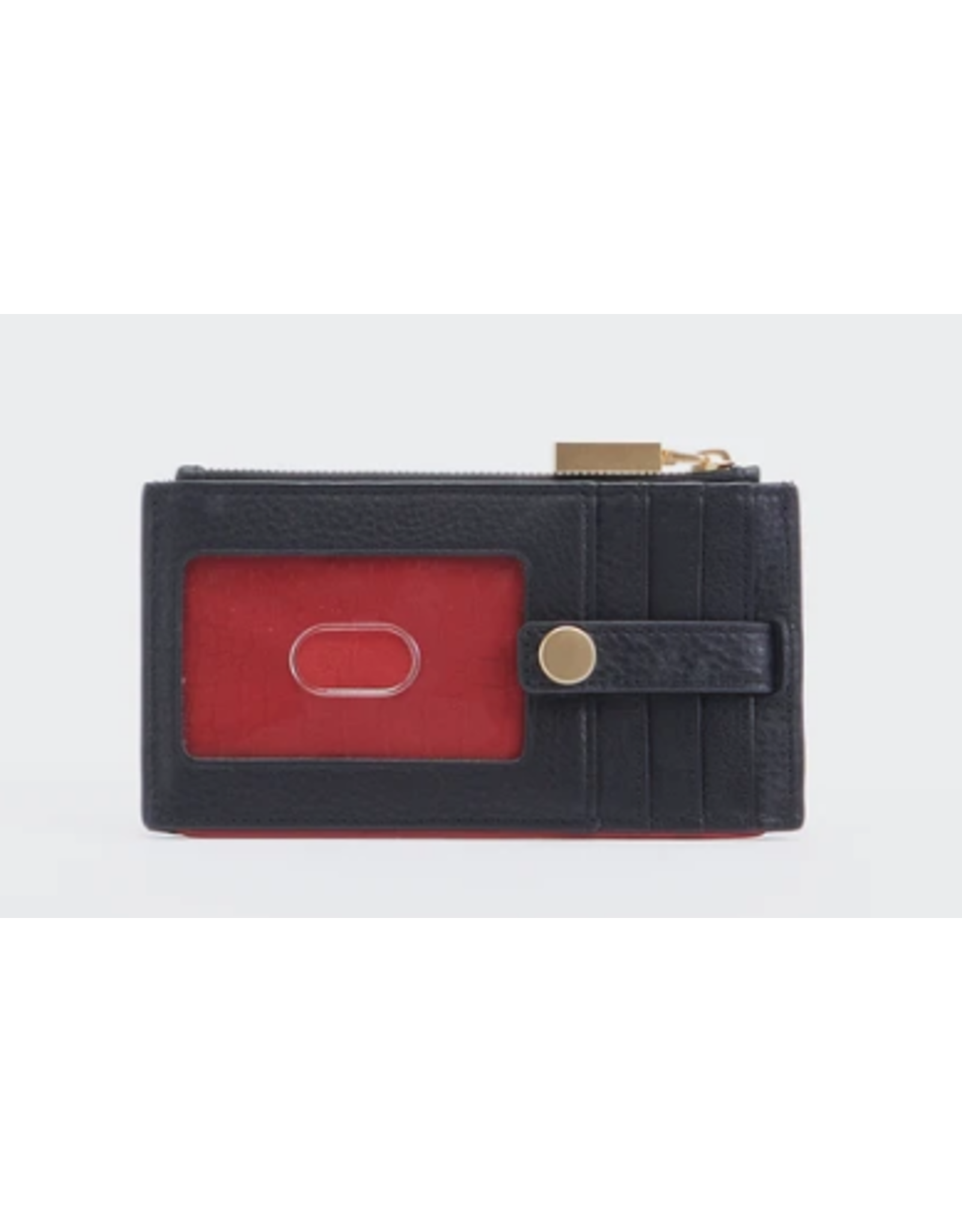 Hammitt Hammitt  210 West Black Brushed Gold Red Zip Card Holder 11048