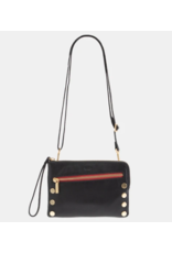 Hammitt Hammitt Nash Small Black Brushed Gold Red Zipper Handbag 14697