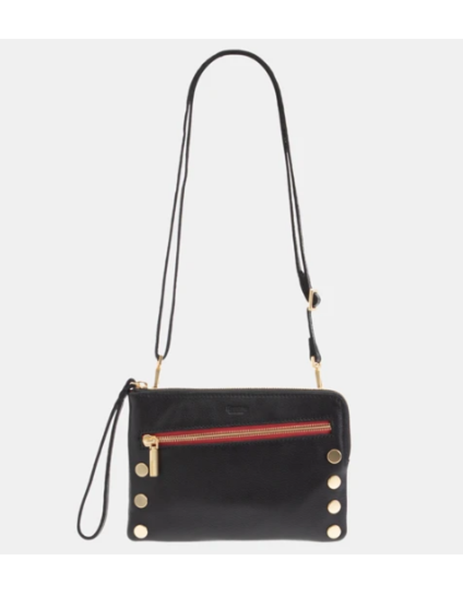 Hammitt Hammitt Nash Small Black Brushed Gold Red Zipper Handbag 14697