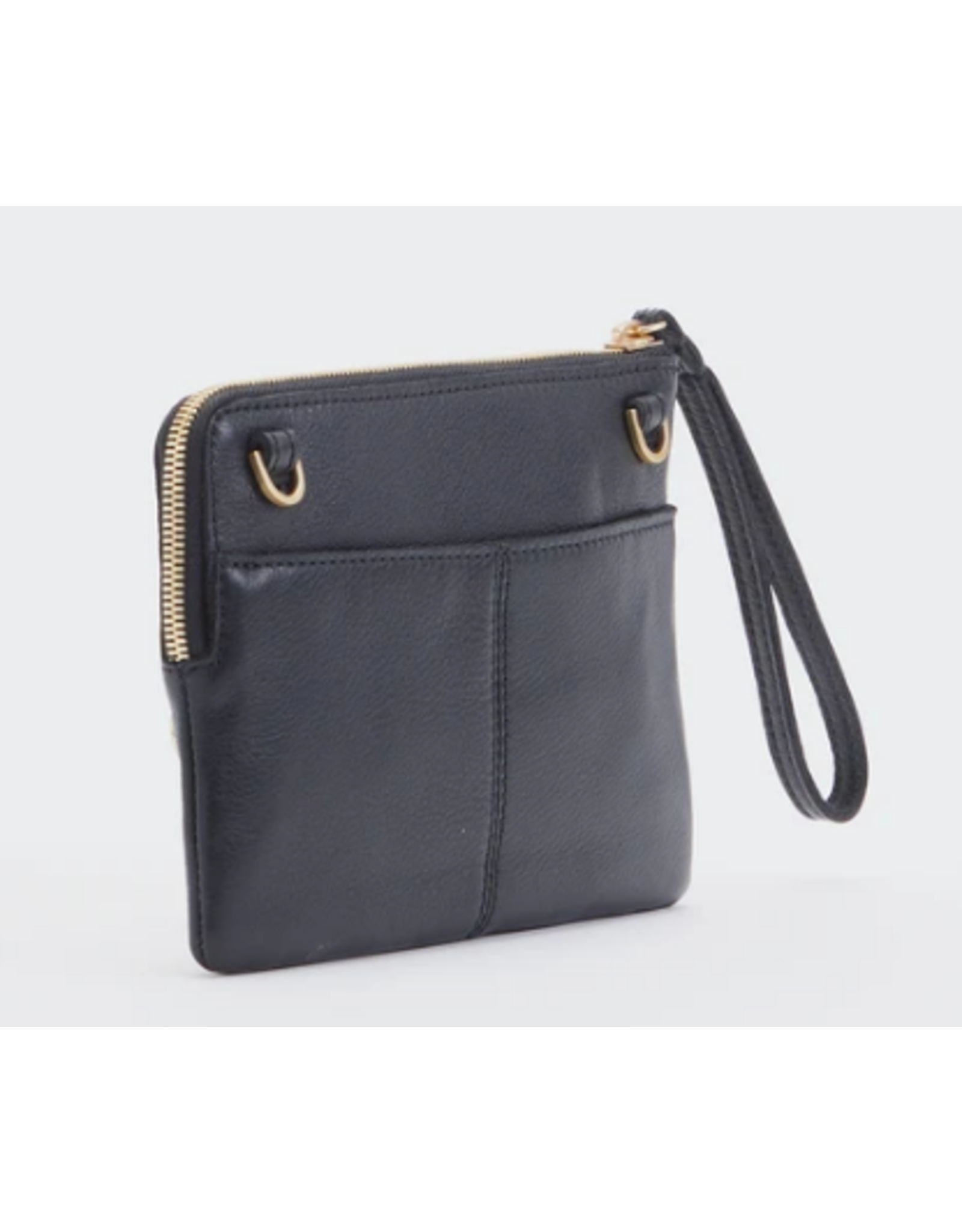 Hammitt Hammitt Nash Small Black Brushed Gold Red Zipper Handbag 14697