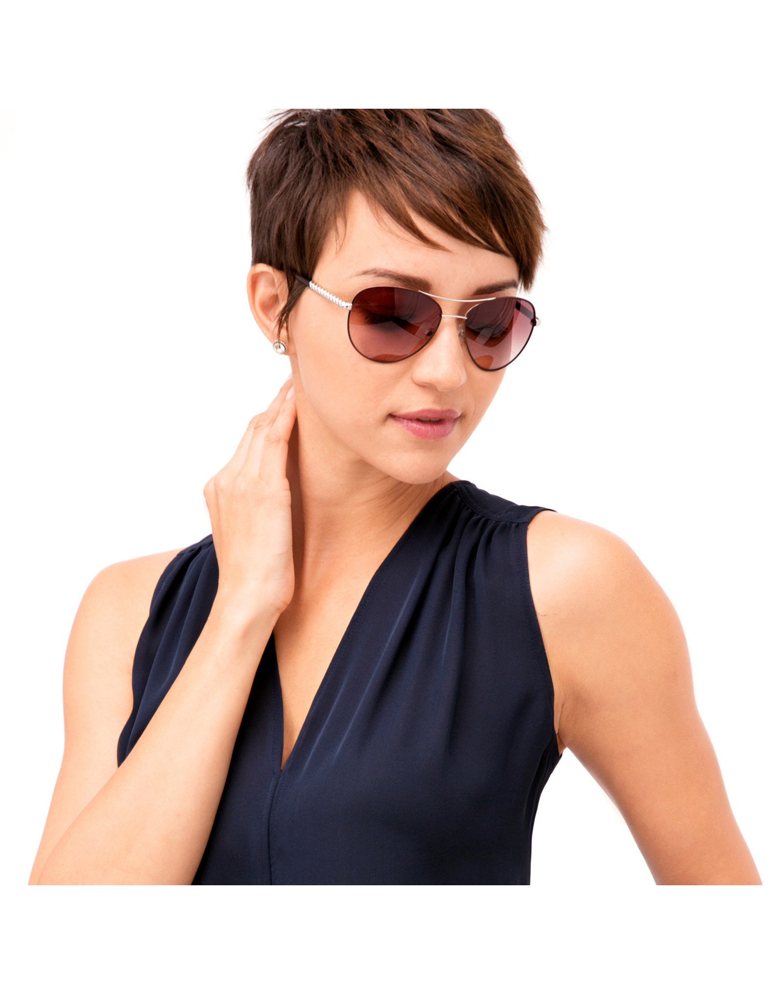 Brighton Brighton A12707  Helix Chocolate Silver Sunglasses