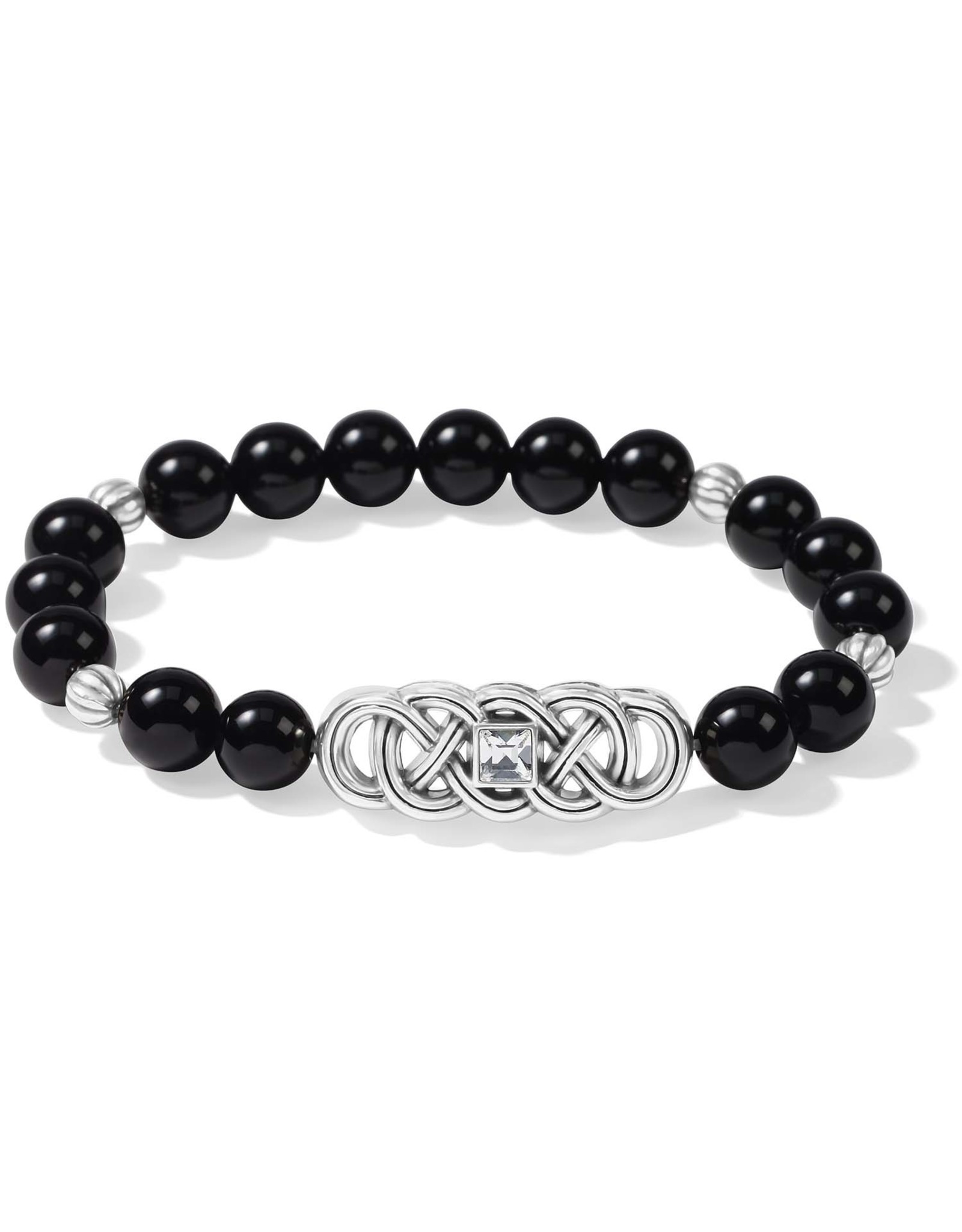 Brighton Brighton JF912B Interlok Lustre Black Agate Stretch Bracelet