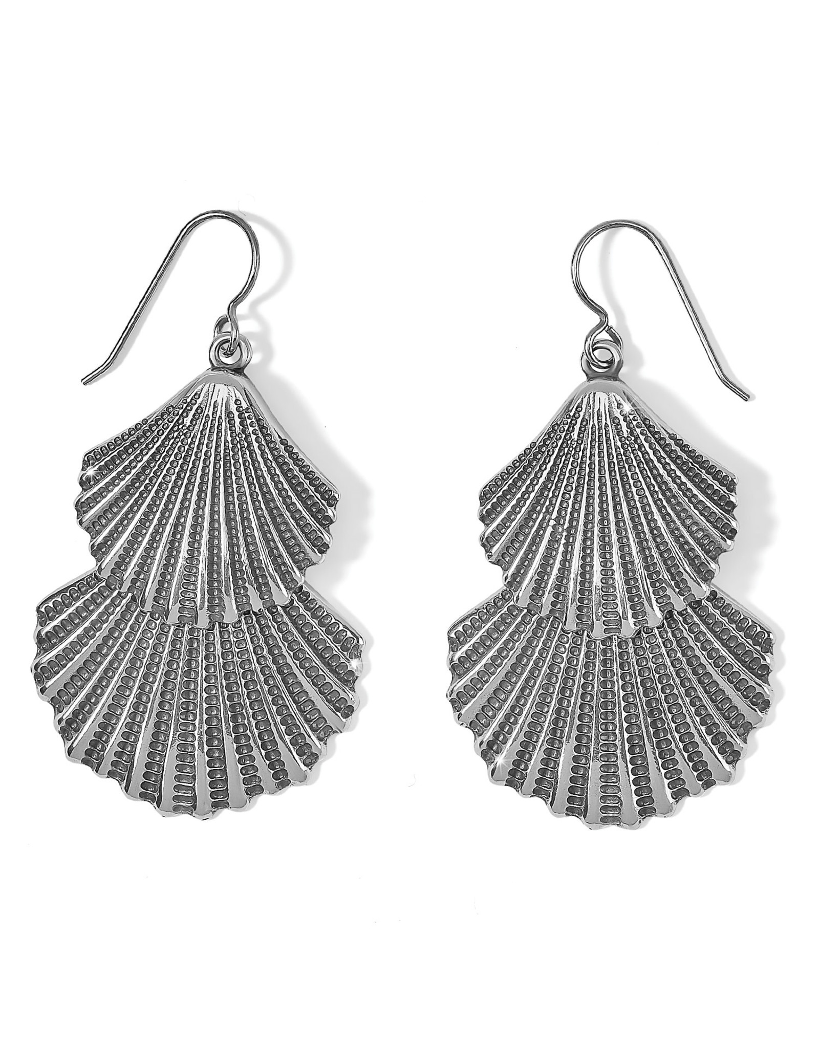 Brighton Brighton JA8703 Silver Shells Two Tier French Wire Earrings
