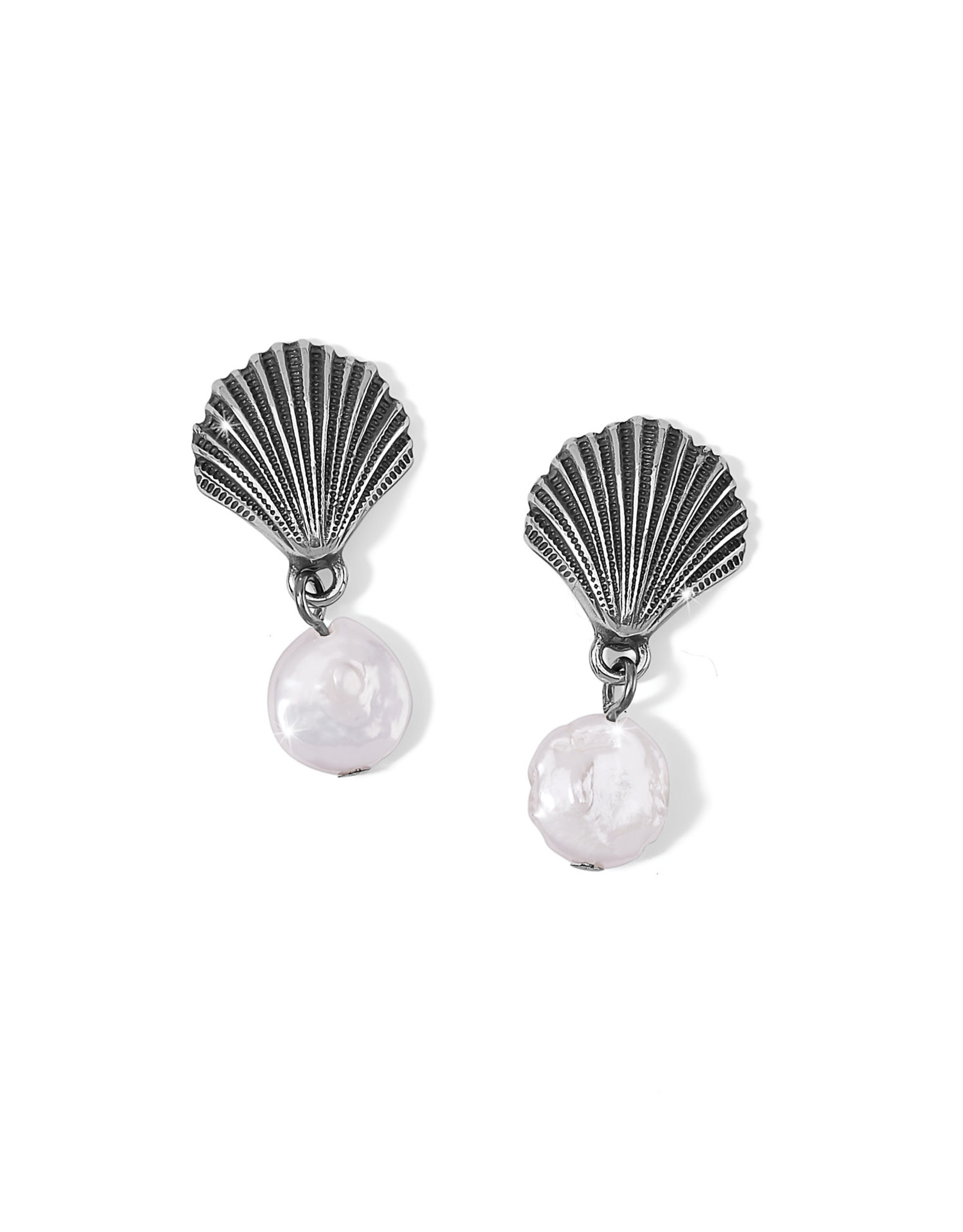 Brighton Brighton JA8713 Silver Shells Pearl Drop Earrings