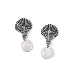 Brighton Brighton JA8713 Silver Shells Pearl Drop Earrings