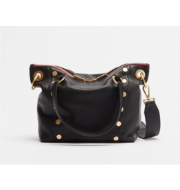 Hammitt Hammitt  Daniel Medium Black Brushed Gold Red Zip Tote 7621