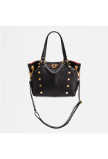 Hammitt Hammitt  Daniel Medium Black Brushed Gold Red Zip Tote 7621