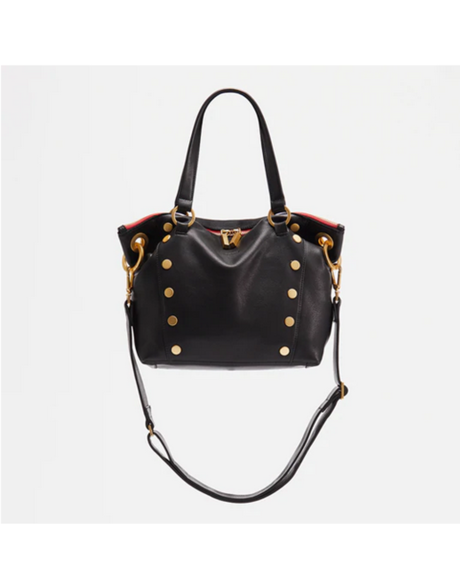 Hammitt Hammitt  Daniel Medium Black Brushed Gold Red Zip Tote 7621