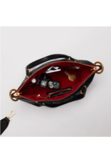 Hammitt Hammitt  Daniel Medium Black Brushed Gold Red Zip Tote 7621