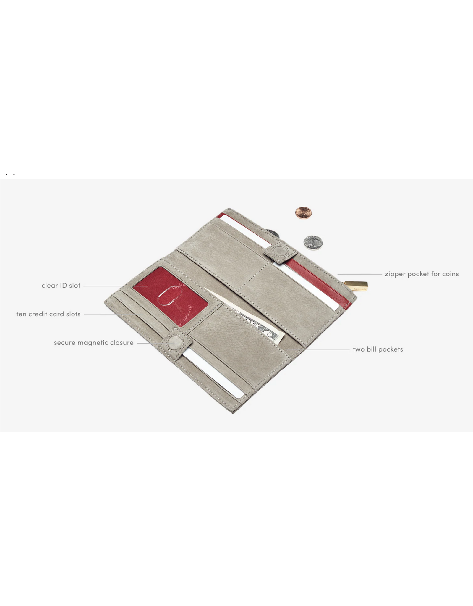 Hammitt Hammitt 110 North Grey Natural Brushed Gold Wallet 4584