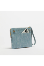 Hammitt Hammitt Nash Small Bay Blue Snake Brushed Gold Handbag 16514