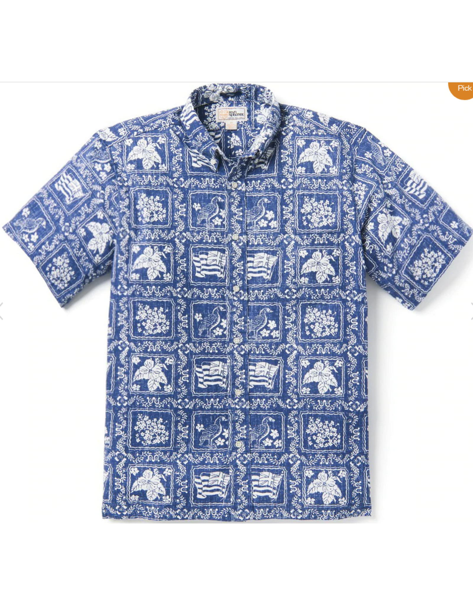 Reyn Spooner Lahaina Sailor Button Front Navy / M