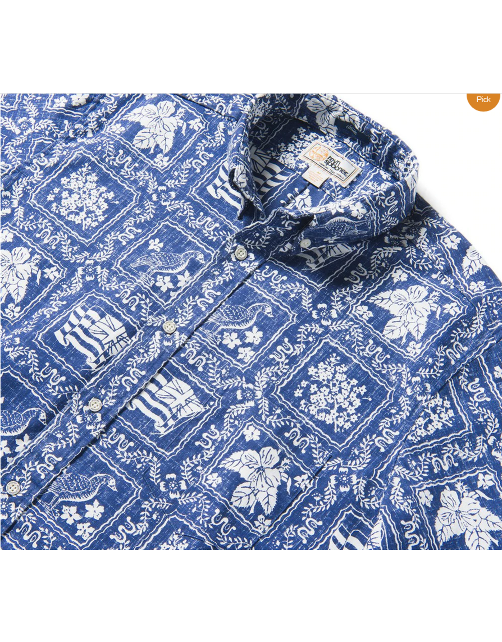 Reyn Spooner Lahaina Sailor Button Front Navy / M