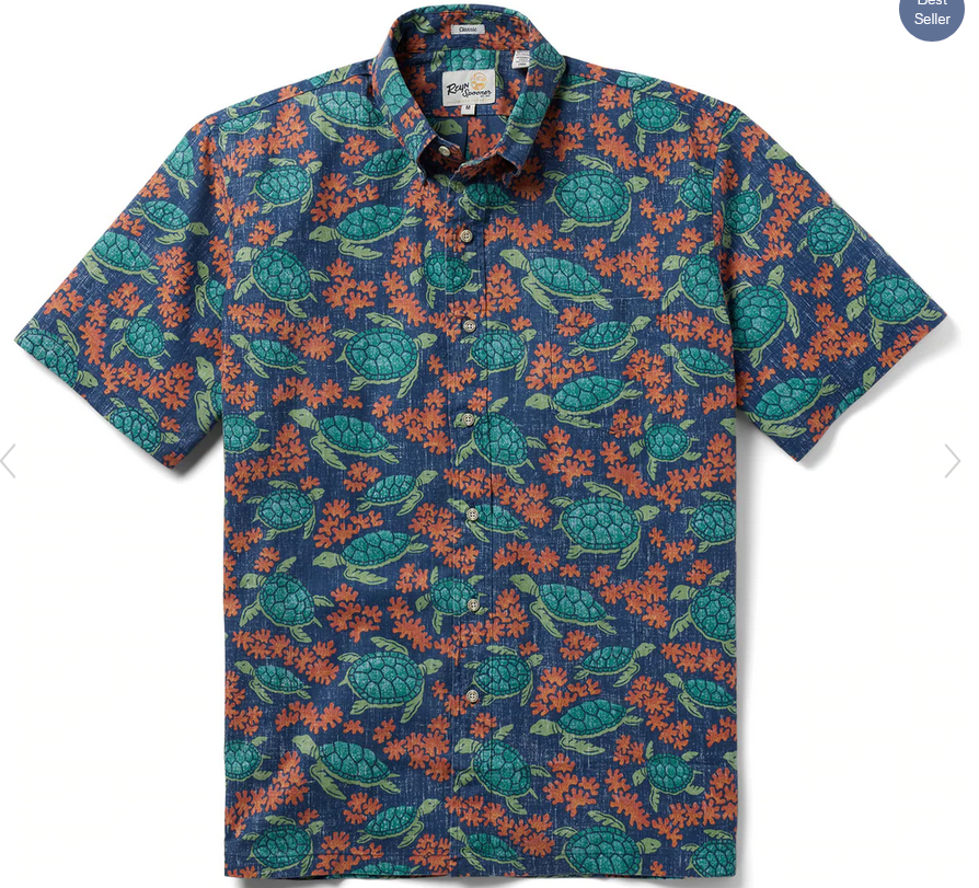 Reyn Spooner Lahaina Sailor Button Front Navy / M