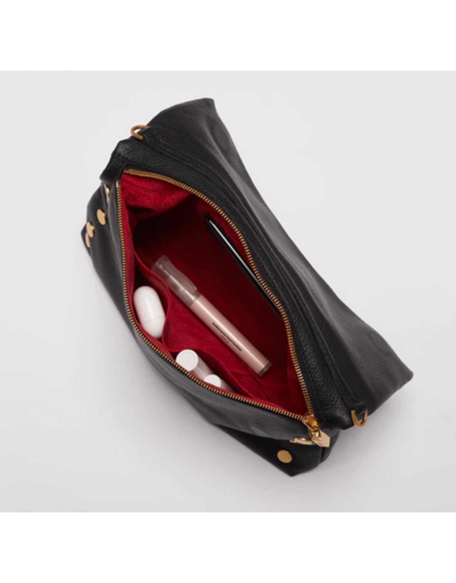 Hammitt Hammitt VIP Large Black Brushed Gold Red Zipper Handbag 10969