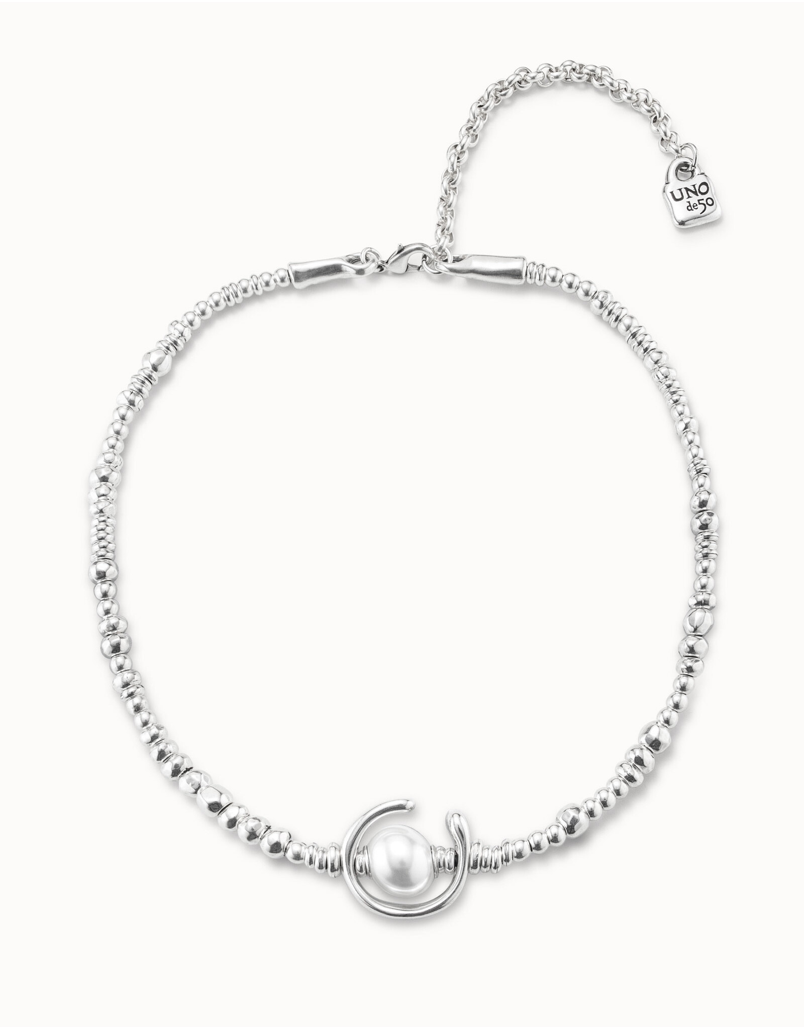 Uno de 50 Uno de 50 Col0970Bplmtl0u silver necklace pearl uno vuelta mas oh oh oh