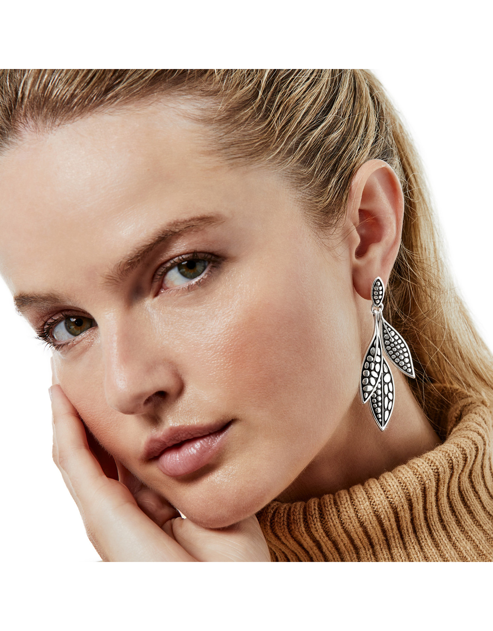 Brighton Brighton JA9280 Pebble Leaf Trio Post Drop Earrings