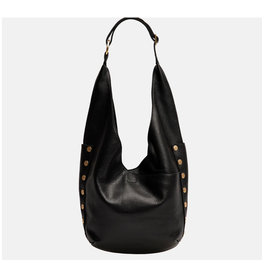Hammitt Hammitt Tom Zip Hobo Black Brushed Gold Red Zipper 17202