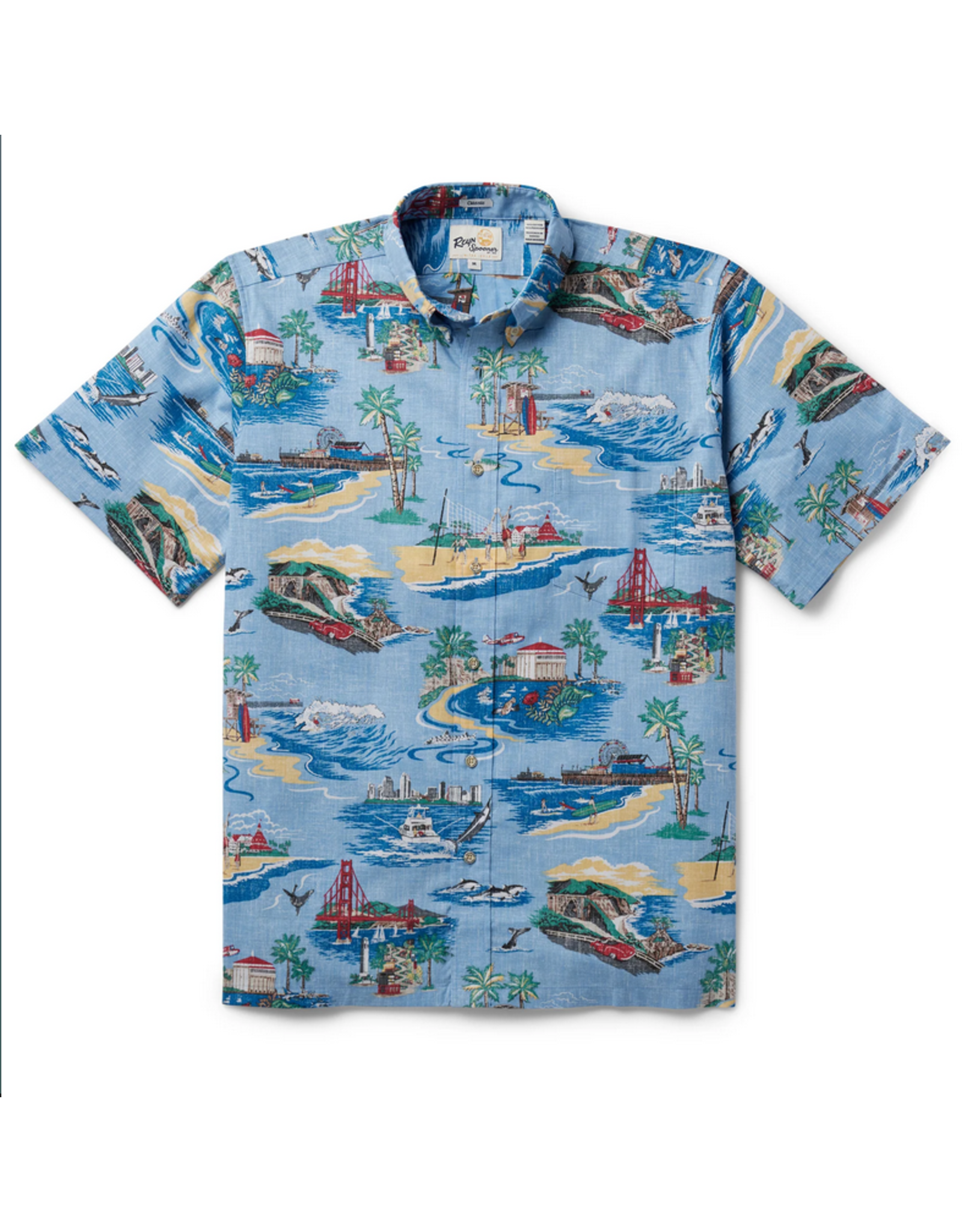 Reyn Spooner Reyn M555112523 Golden Coast  0351 Dusk Blue Classic Button Front