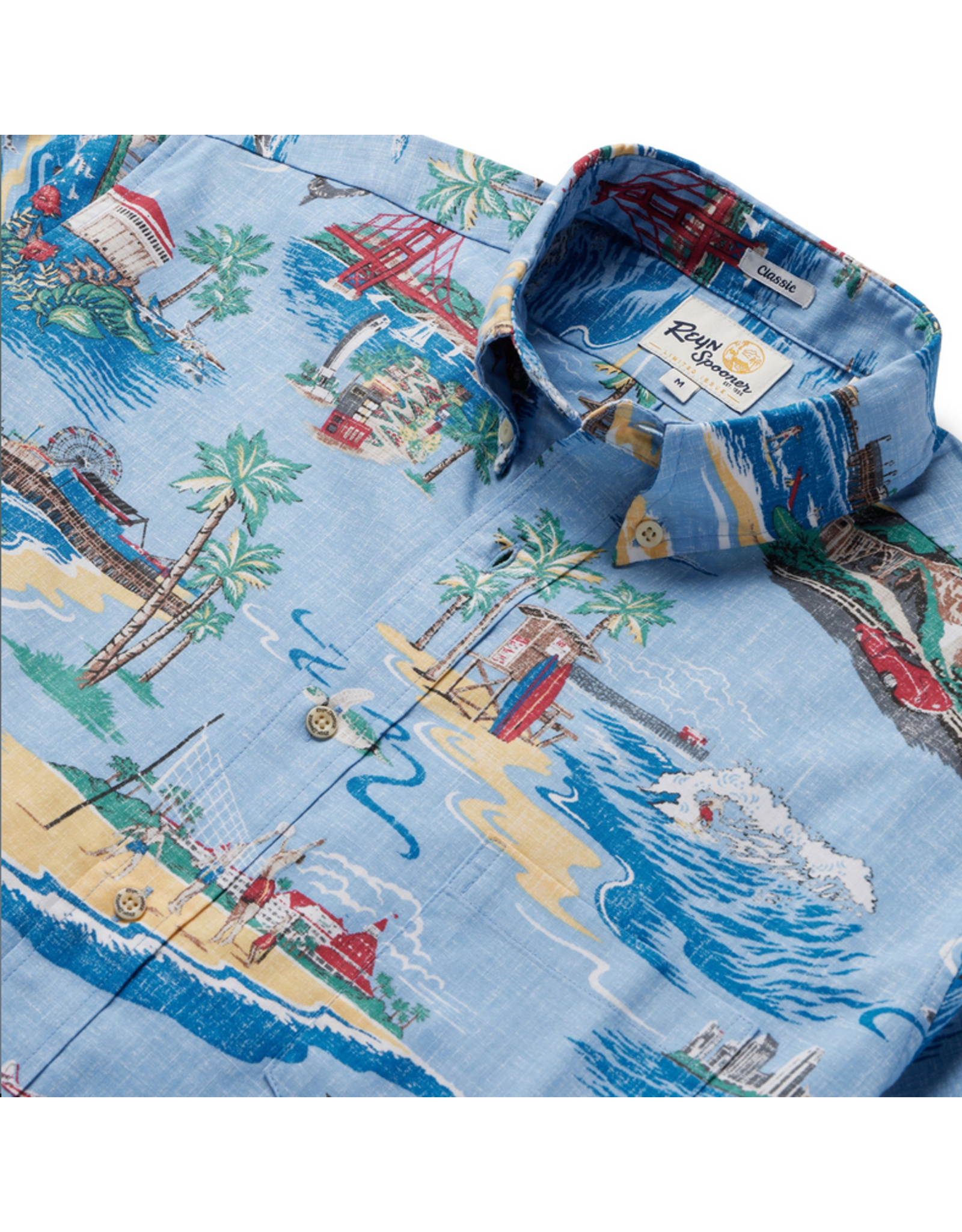 Reyn Spooner Reyn M555112523 Golden Coast  0351 Dusk Blue Classic Button Front