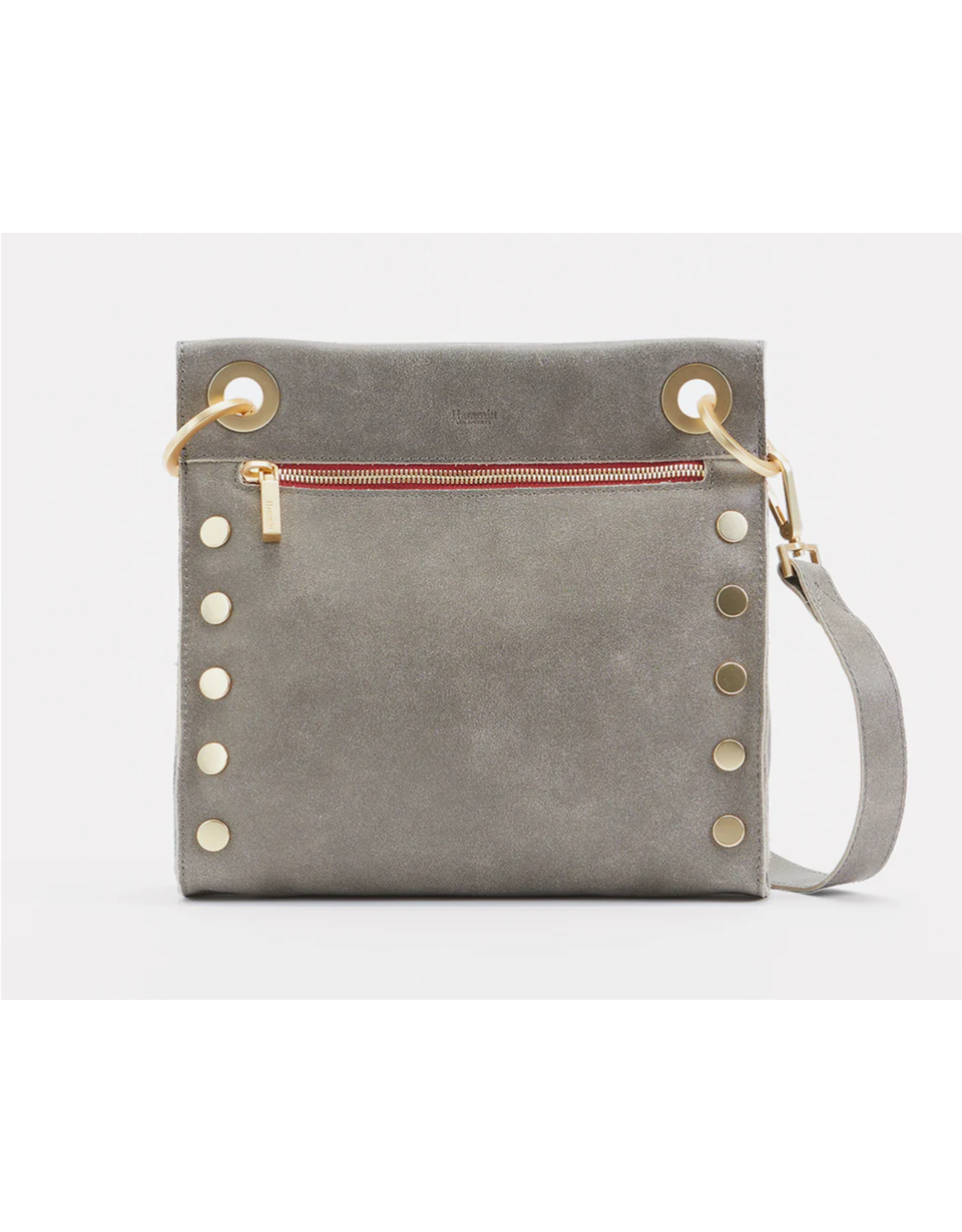 Hammitt Hammitt Tony Medium Pewter Brushed Gold Red Zipper Handbag 13064