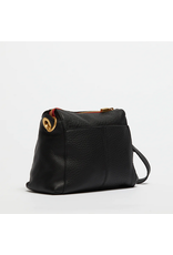 Hammitt Hammitt Bryant Medium Black Brushed Gold Red Zipper Handbag 15508