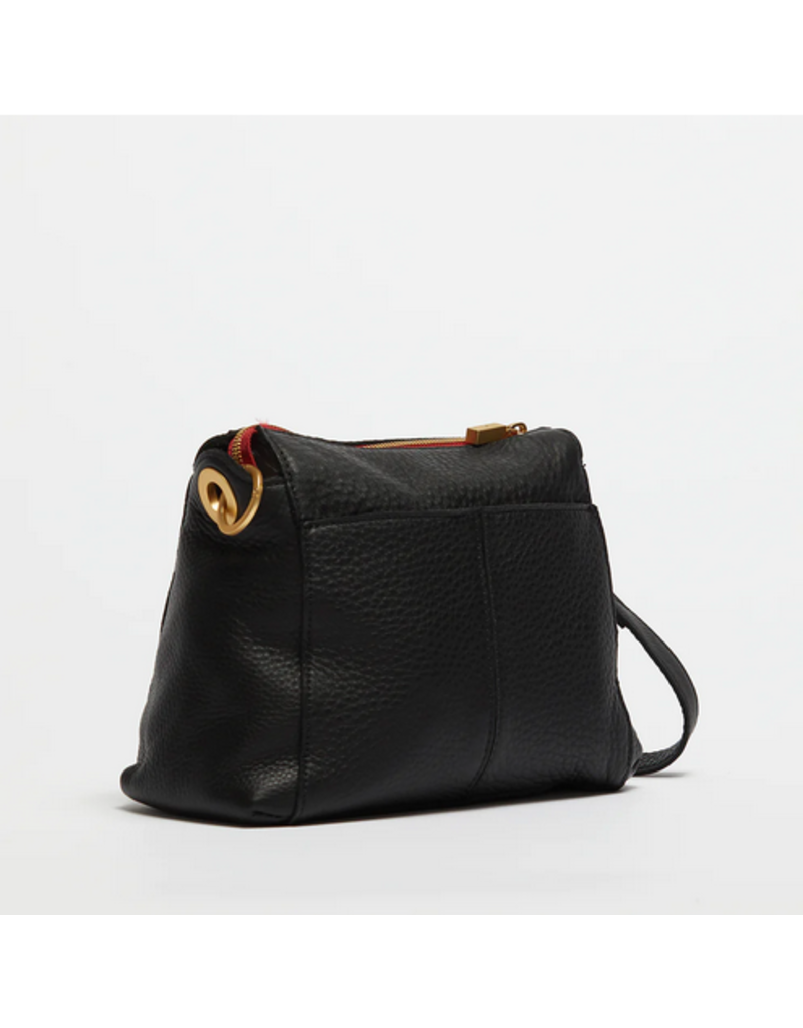 Hammitt Hammitt Bryant Medium Black Brushed Gold Red Zipper Handbag 15508
