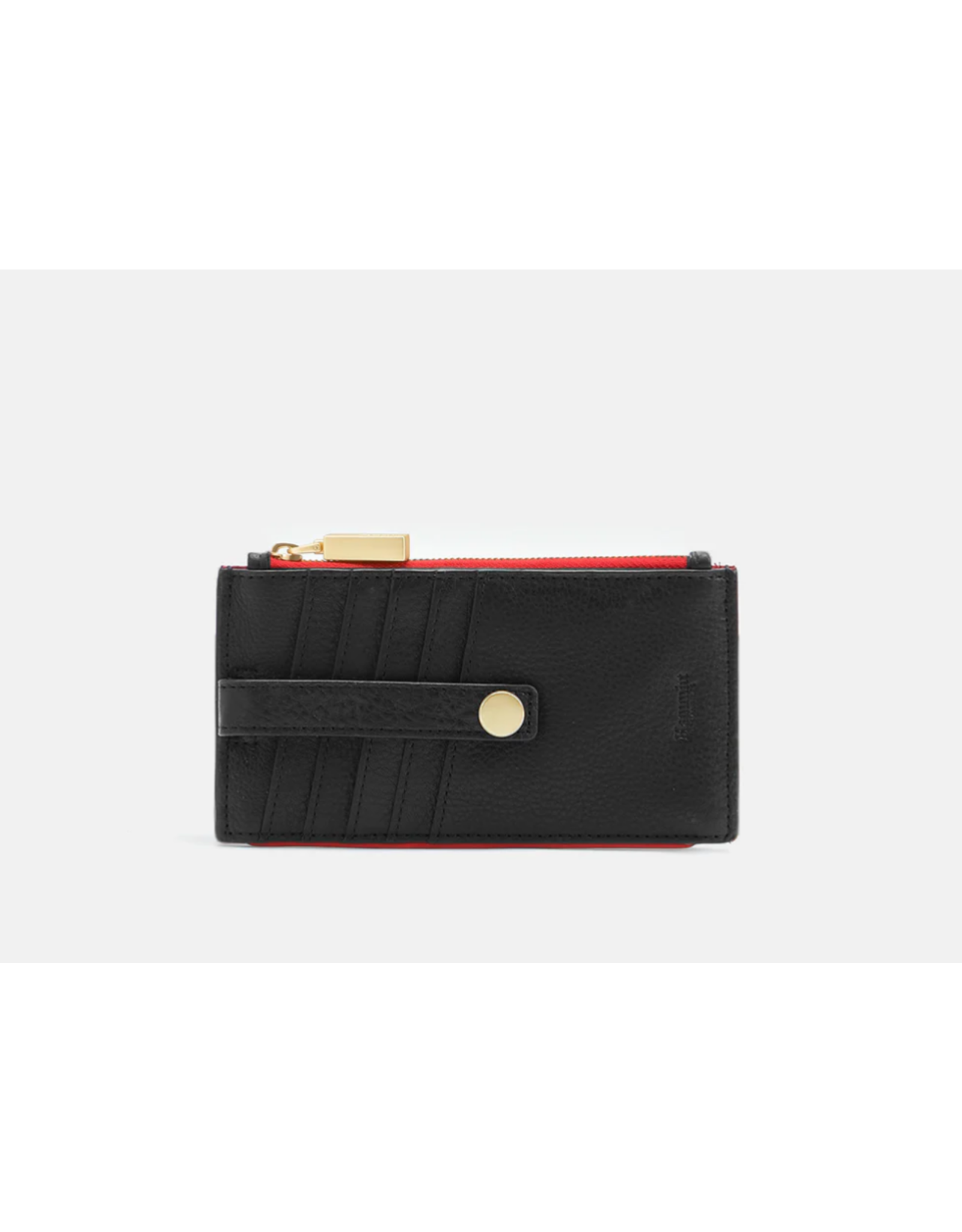Hammitt Hammitt  210 West Black Brushed Gold Red Zip Card Holder 11048