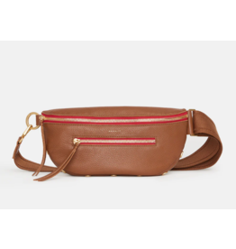 Hammitt Hammitt Charles Crossbody Mahogany Pebble Brushed Gold Red Zipper 17330