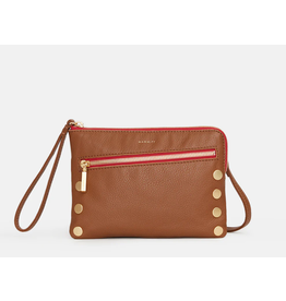 Hammitt Hammitt Nash Small Mahogany Pebble Brushed Gold Red Zipper 14697