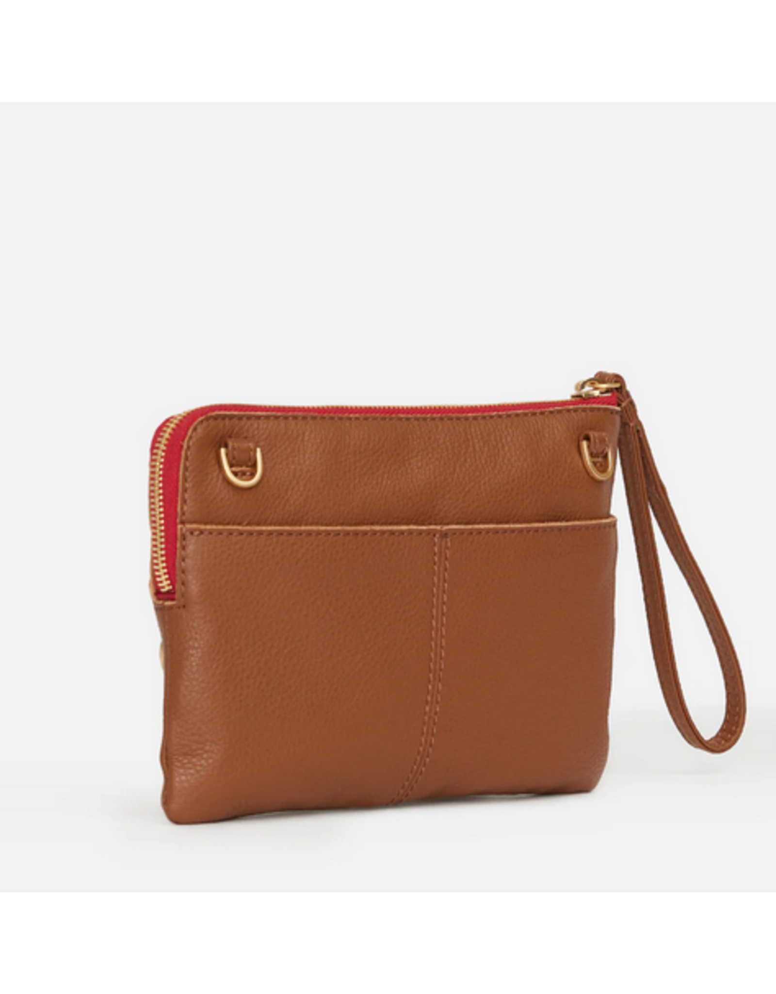 Hammitt Hammitt Nash Small Mahogany Pebble Brushed Gold Red Zipper 14697