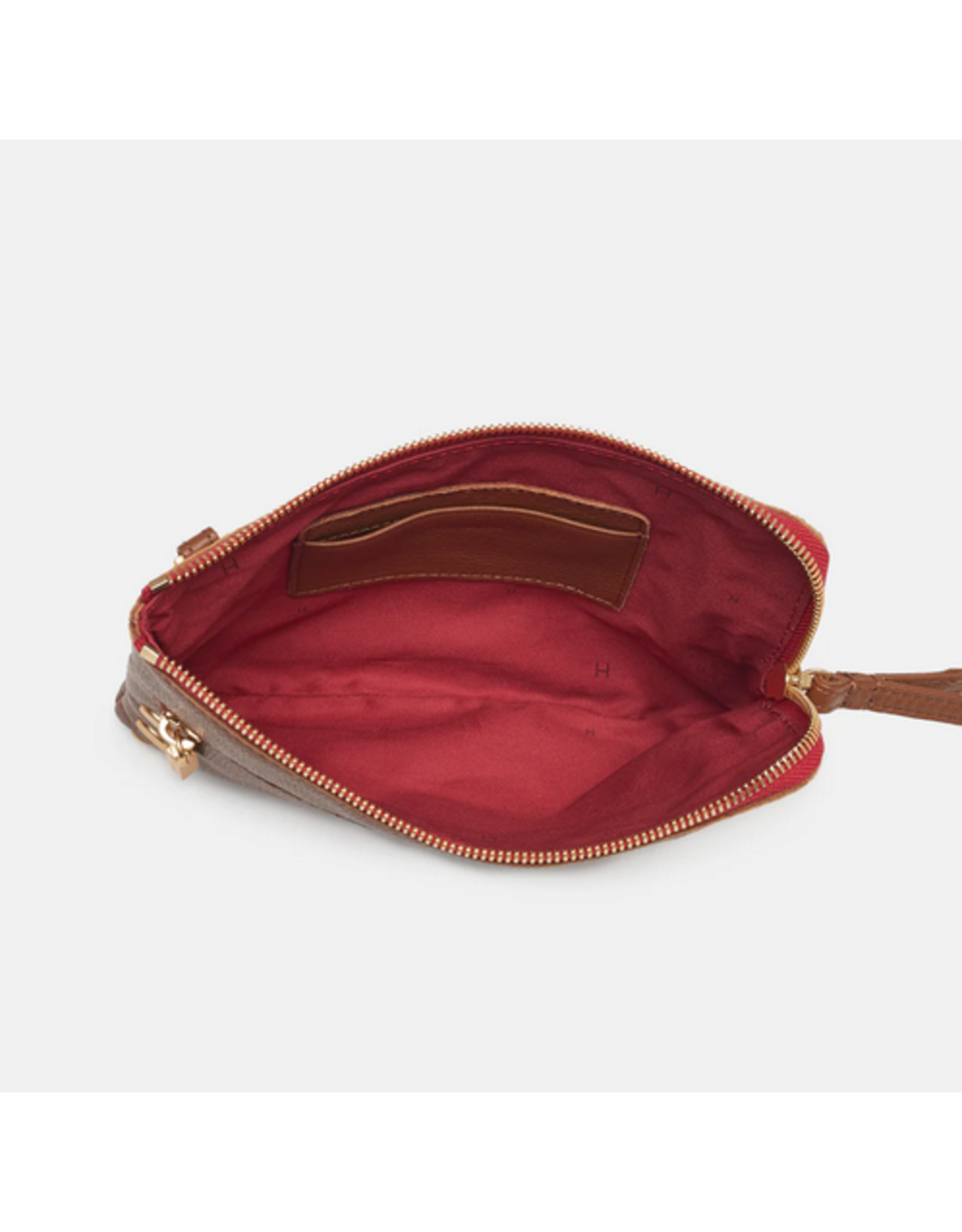 Hammitt Hammitt Nash Small Mahogany Pebble Brushed Gold Red Zipper 14697