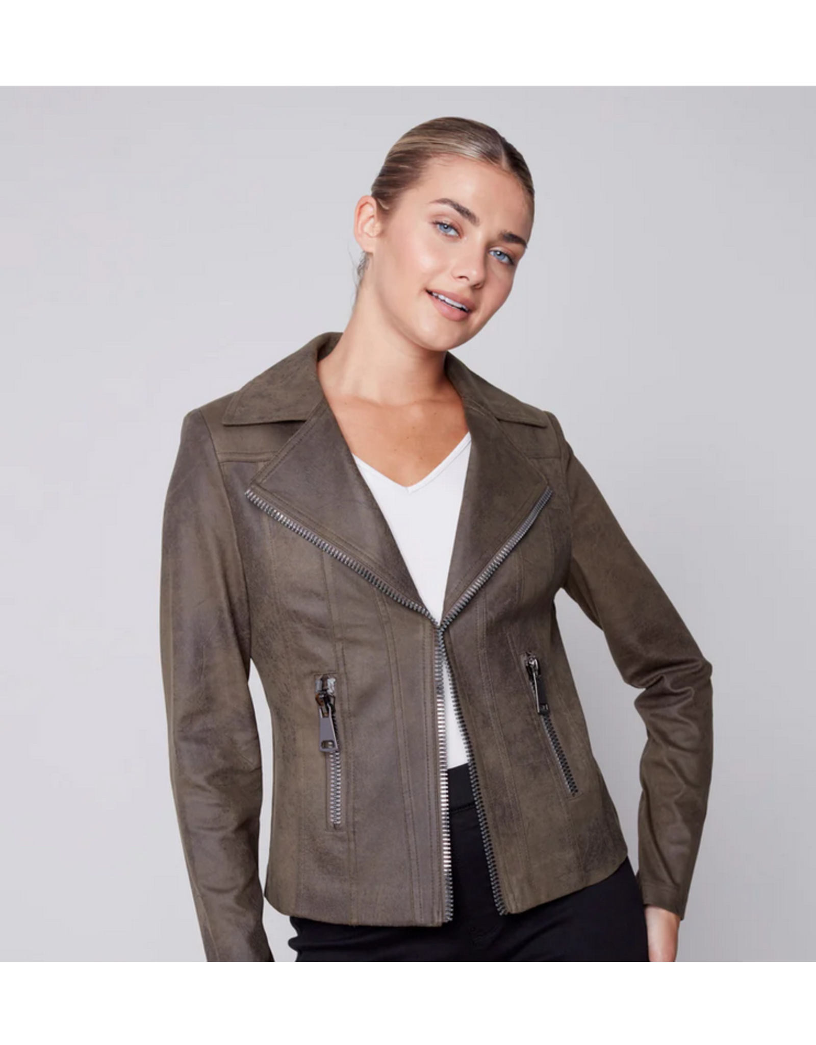 Order Charlie B: Vintage Faux Leather Perfecto Jacket Orchid Online