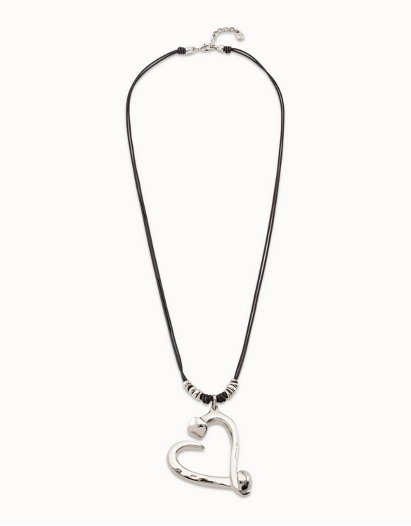 Uno de 50 Uno COL1806MTL0000U Big Love Leather Heart Necklace
