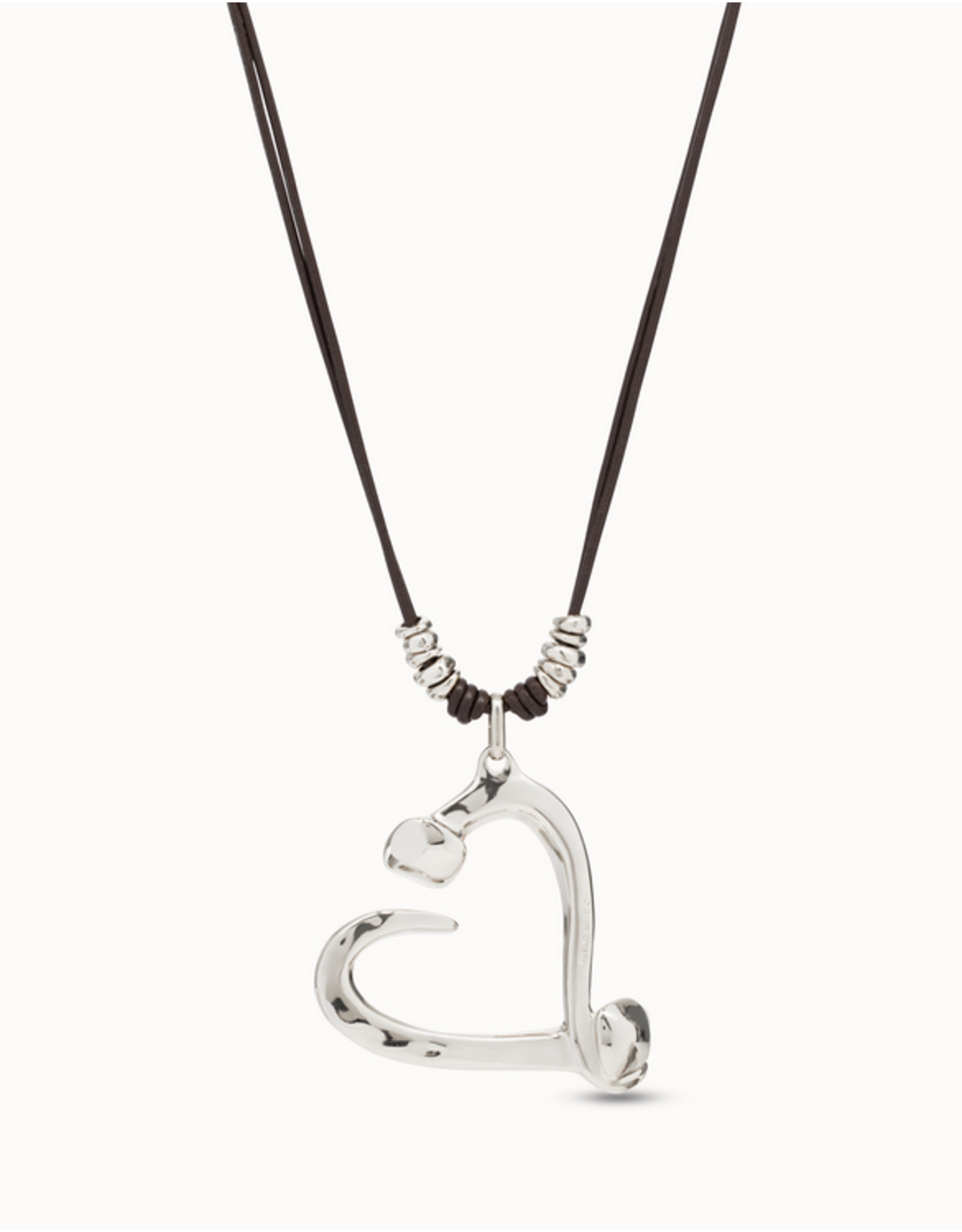 Uno de 50 Uno COL1806MTL0000U Big Love Leather Heart Necklace