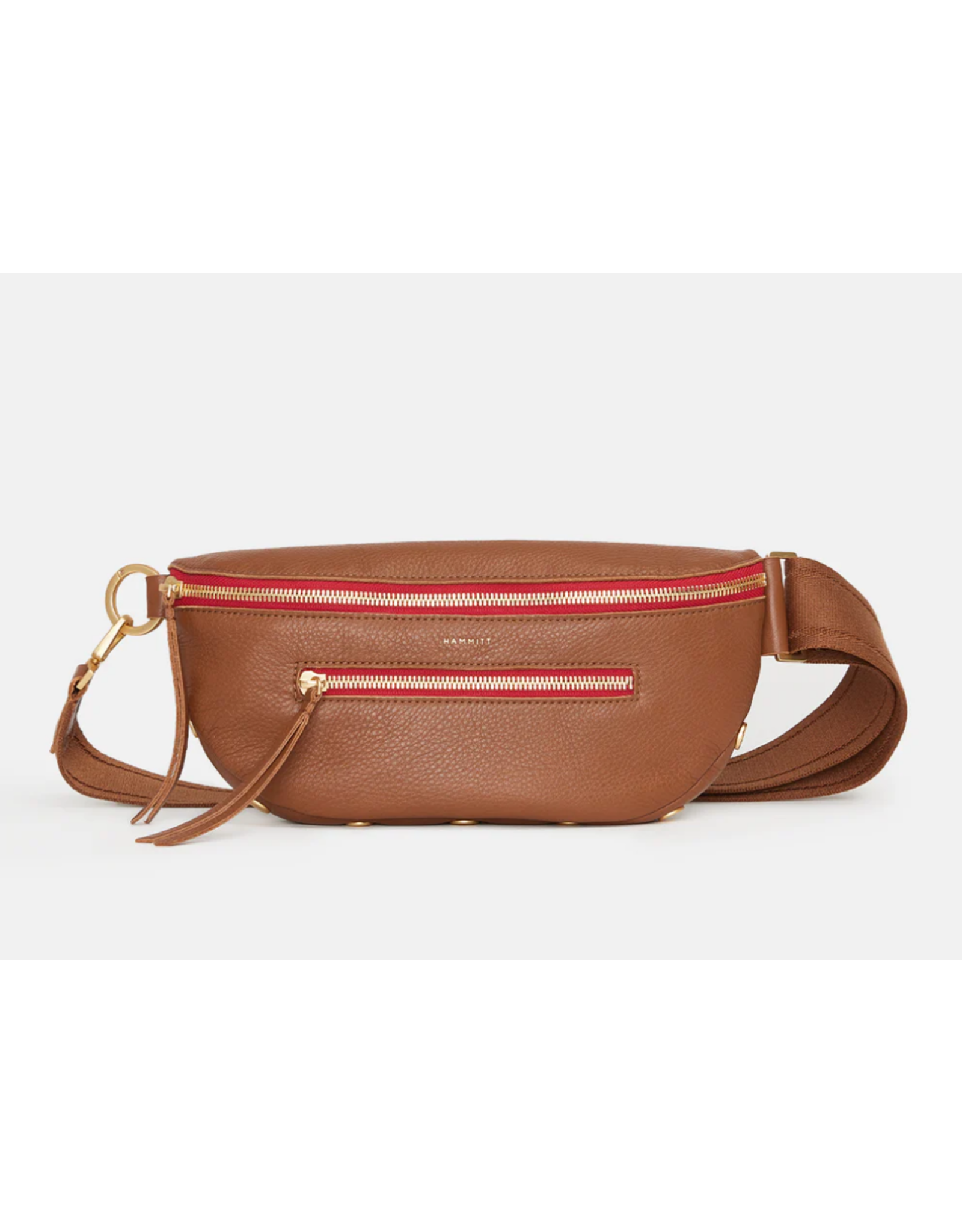 Hammitt Hammitt Charles Crossbody Mahogany Pebble Brushed Gold Red Zipper 17330