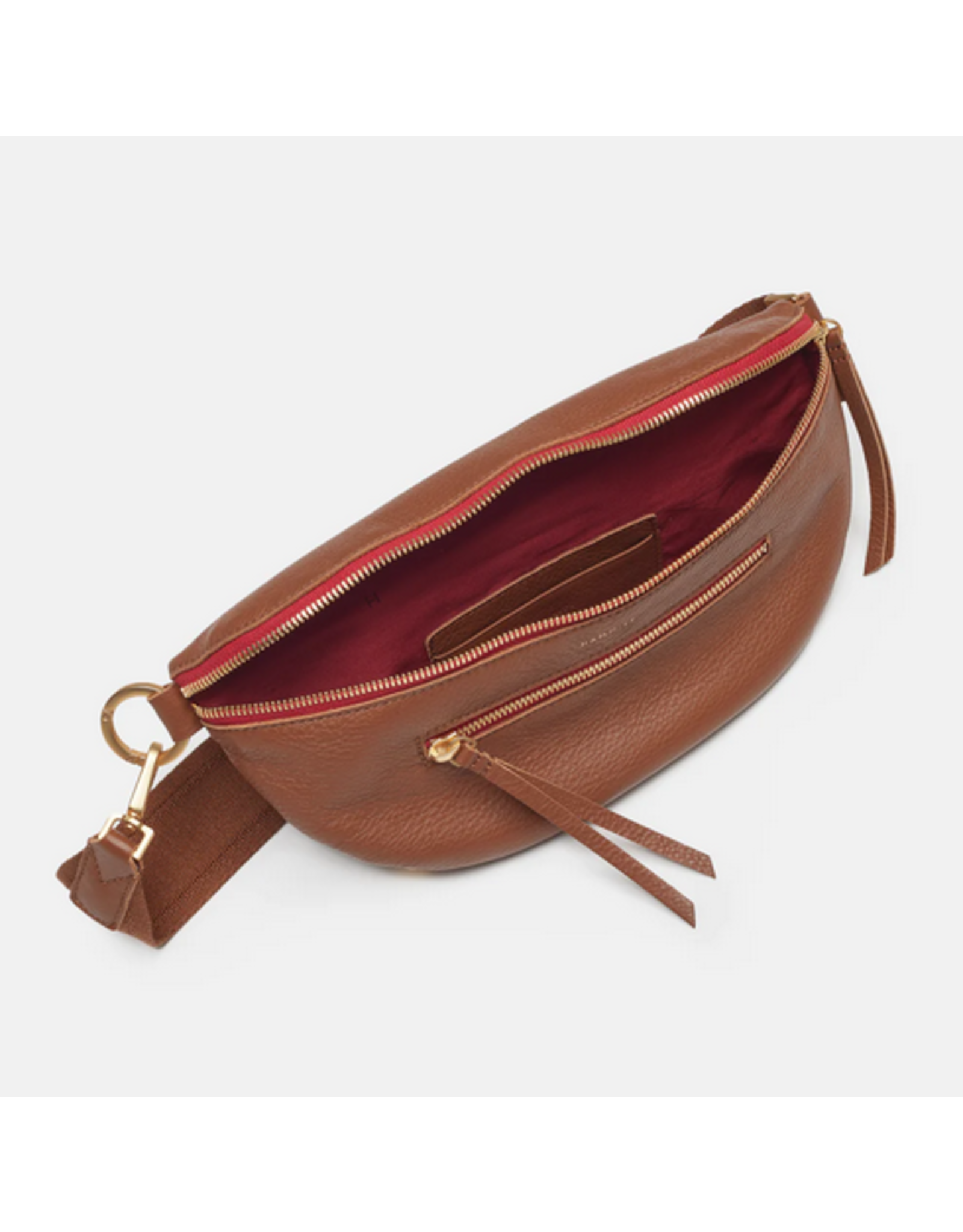 Hammitt Hammitt Charles Crossbody Mahogany Pebble Brushed Gold Red Zipper 17330