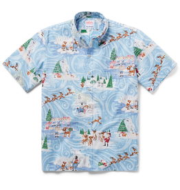 Reyn Spooner Reyn M593112523 Rudolph Red Nosed Reindeer Classic Button Front Holiday Blue