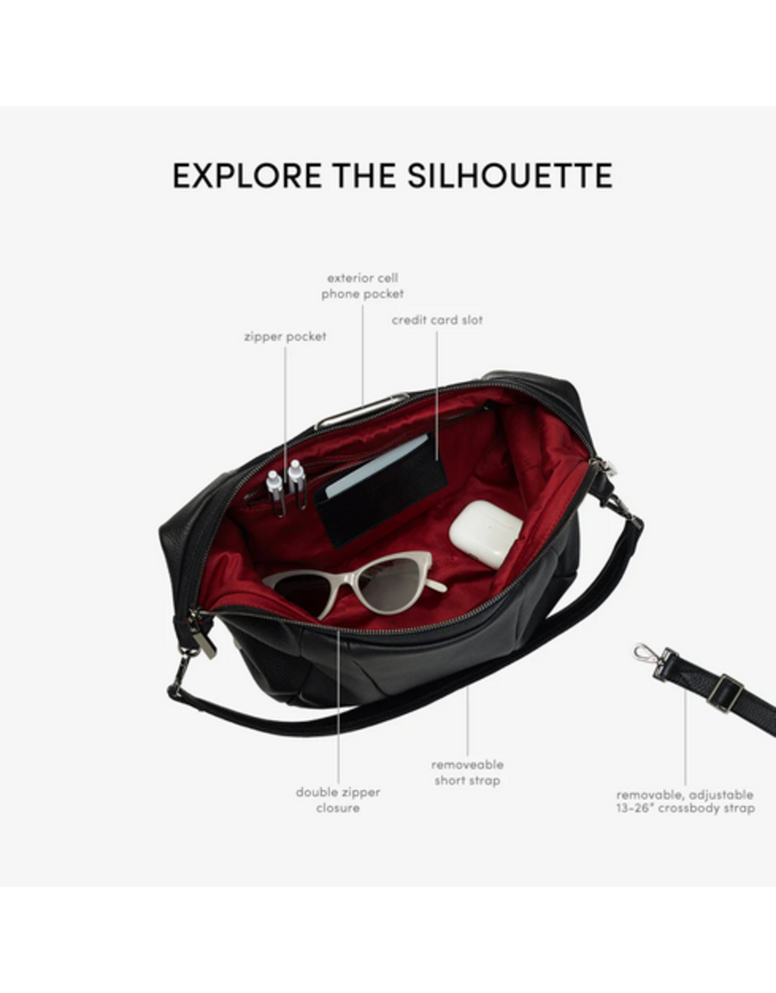 Hammitt Hammitt Morgan Black Brushed Gold Red Zipper 16454