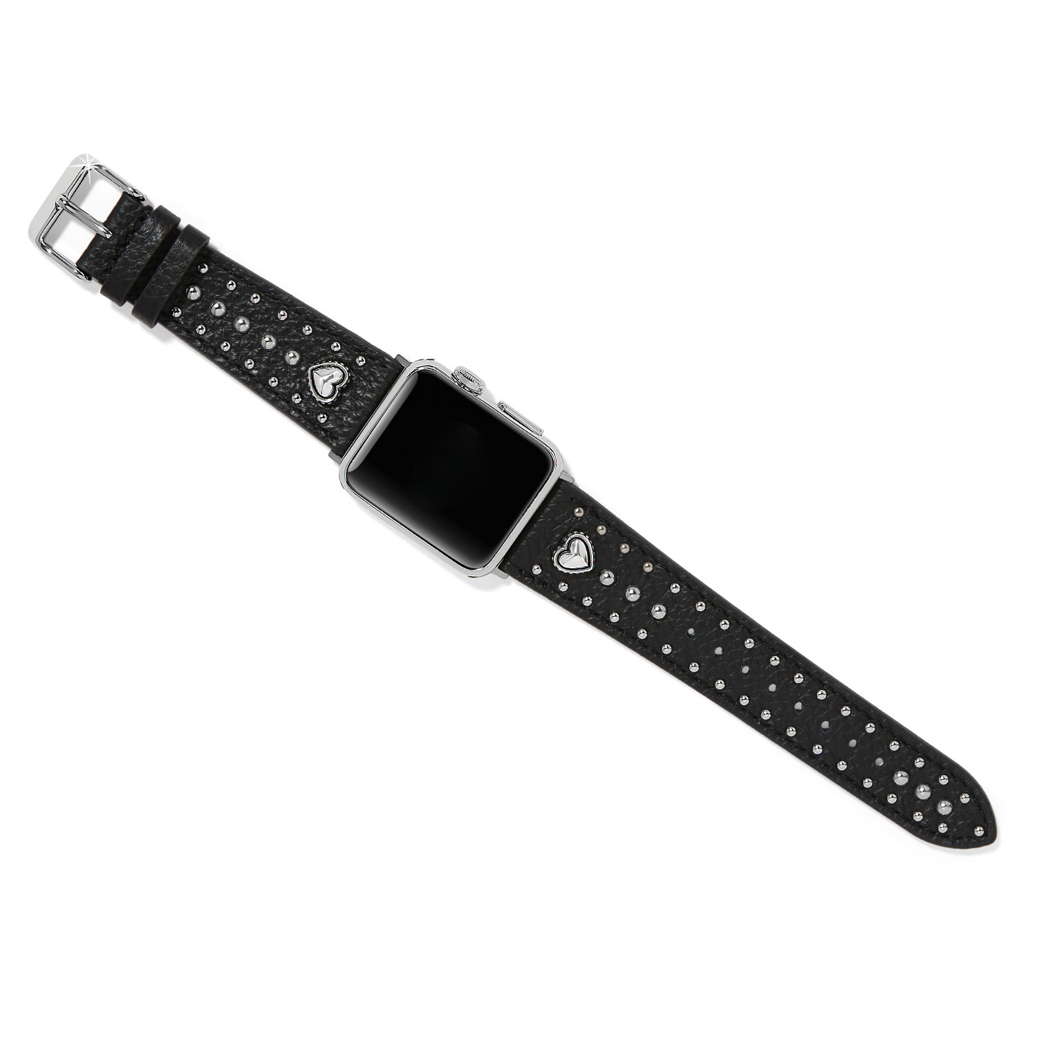 Brighton Covina Watch Silver tone New Battery Black Leather Band Floating Hearts pretty-tough-two-tone-heart-  main image 3