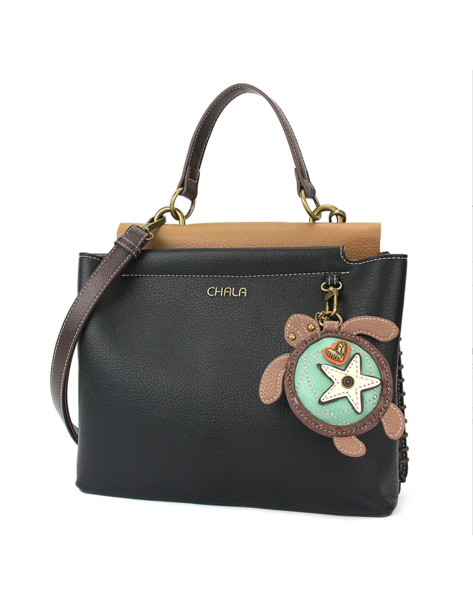 Chala Chala M848TU6 Charming Satchel Black with Turtle Key