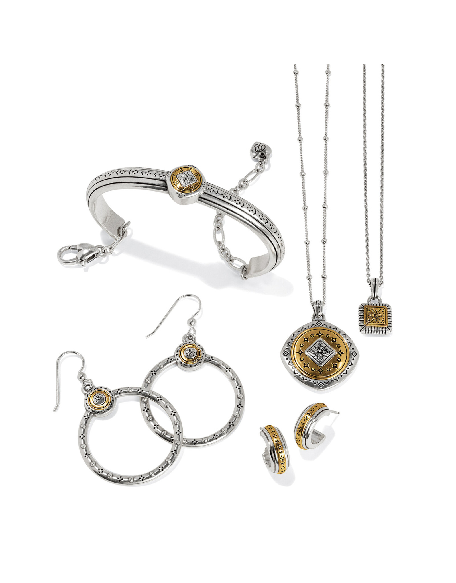 Brighton Brighton JA9924 Mosaic Two Tone French Wire Hoop Earrings