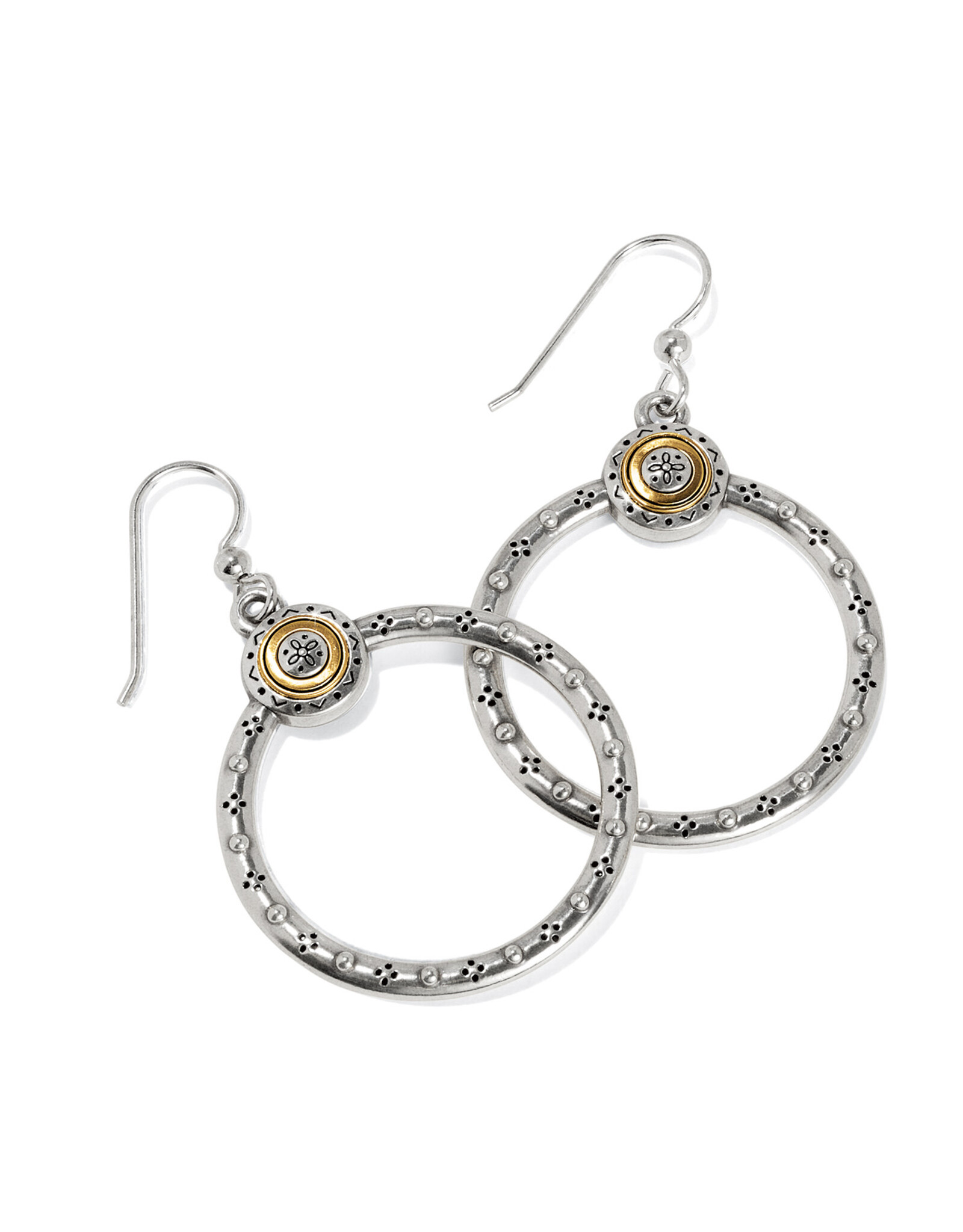 Brighton Brighton JA9924 Mosaic Two Tone French Wire Hoop Earrings