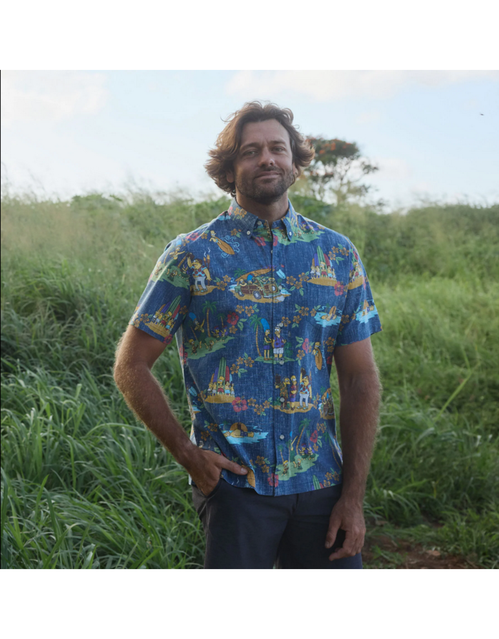 Reyn Spooner Reyn M630412524 The Simpsons Hawaiian Vacation Classic  Button Front