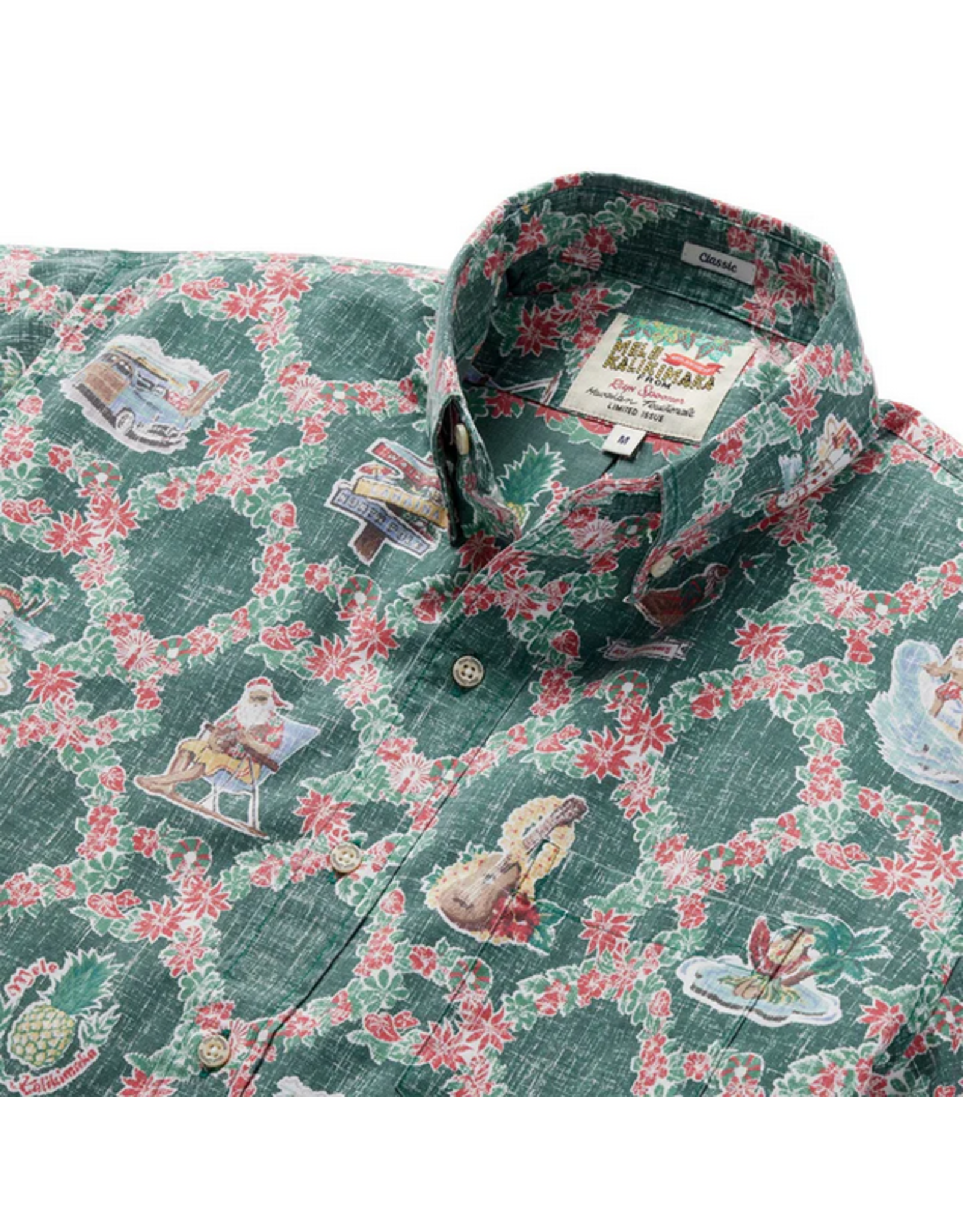 Reyn Spooner Reyn M59301253 Hawaiian Christmas 2023 40th Button Front