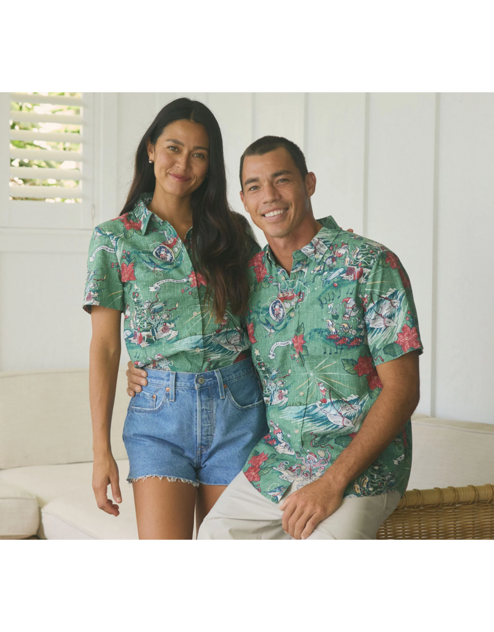 Reyn Spooner Reyn M63112524 Hawaiian Christmas 24 Button Shirt