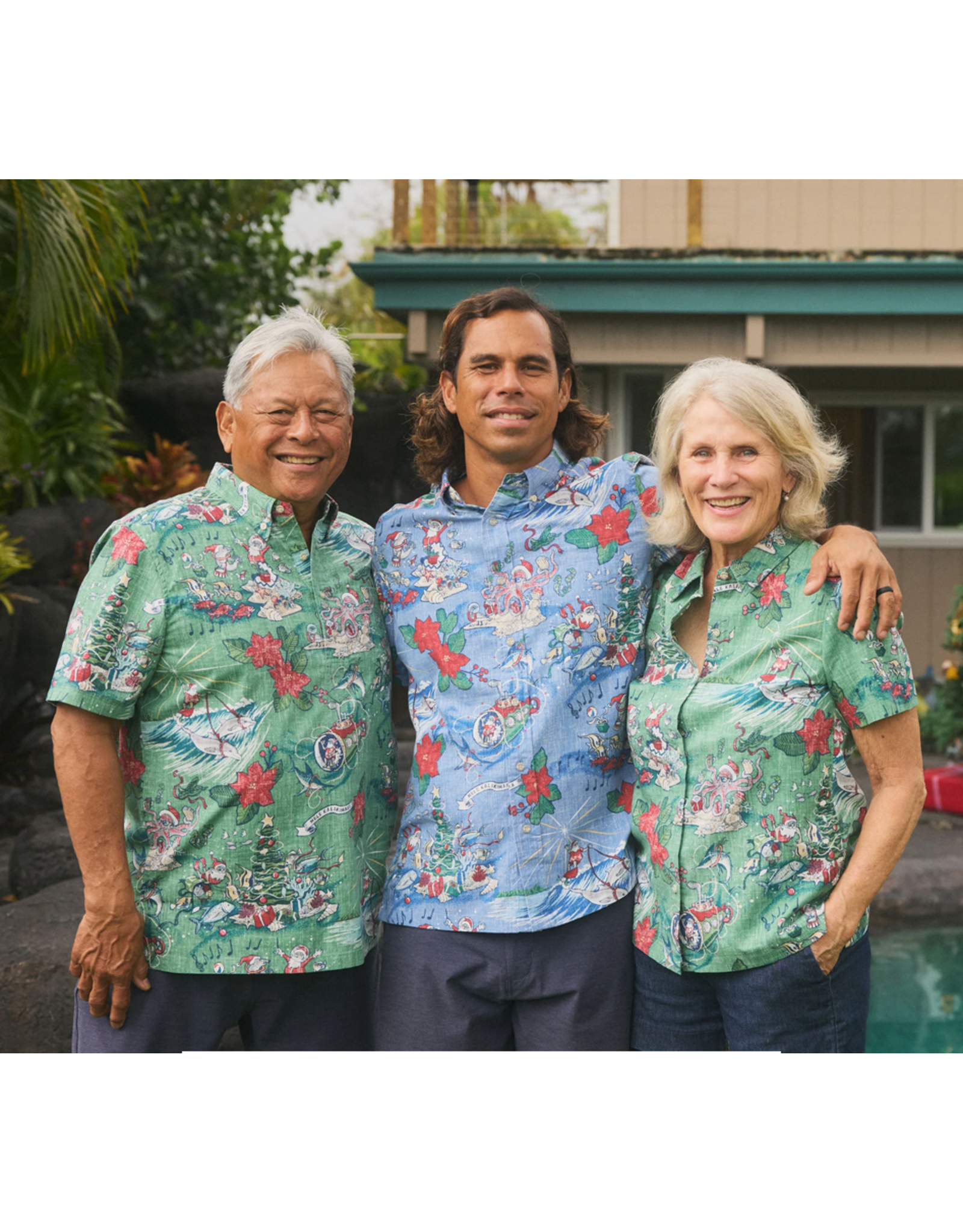 Reyn Spooner Reyn M643112524 Hawaiian Christmas 24 Button Shirt Blue