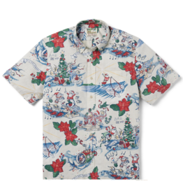 Reyn Spooner Reyn M643112524 Hawaiian Christmas 24 Button Shirt White