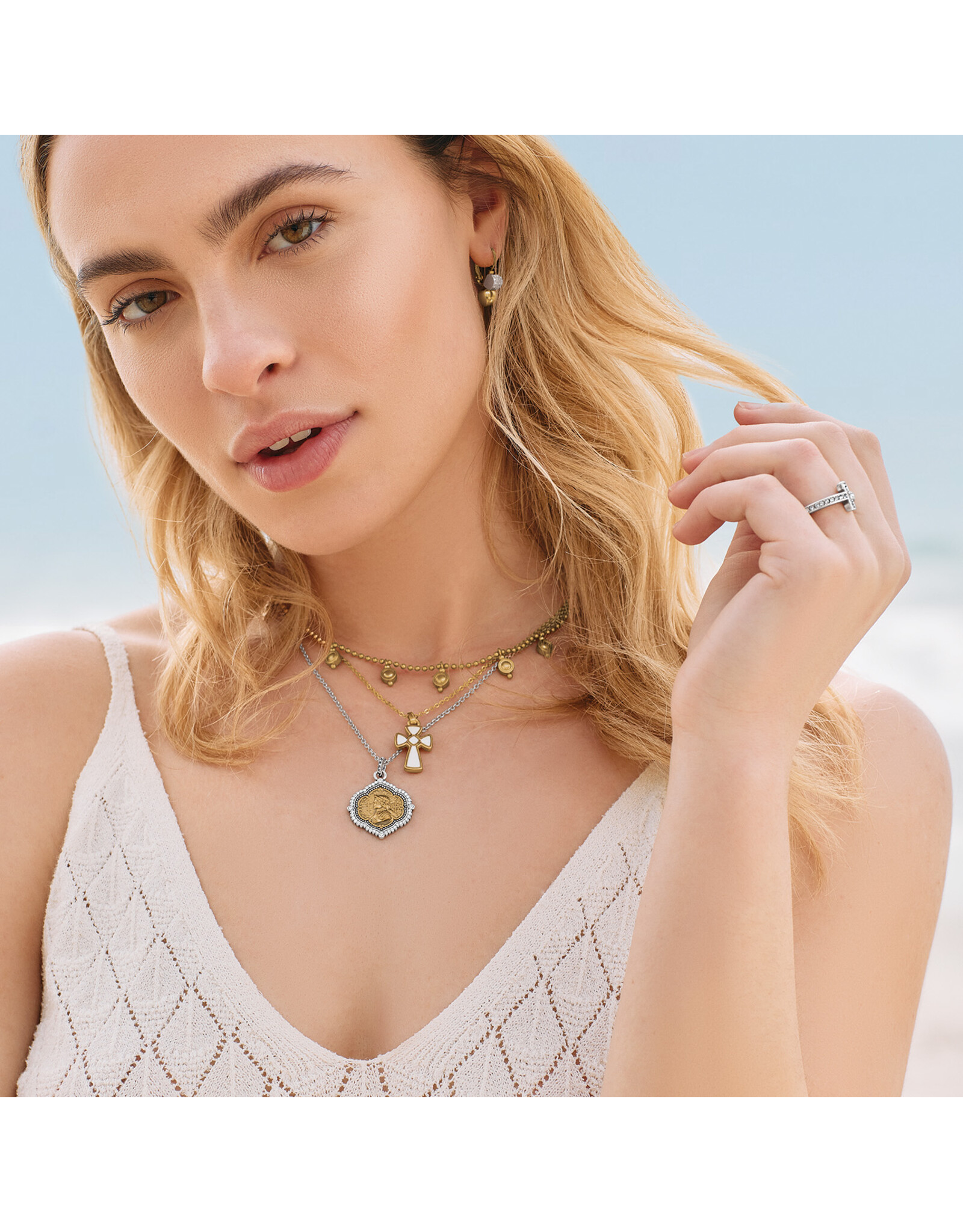 Brighton Brighton JM7528 Twinkle Mod Droplet Reversible Gold Necklace