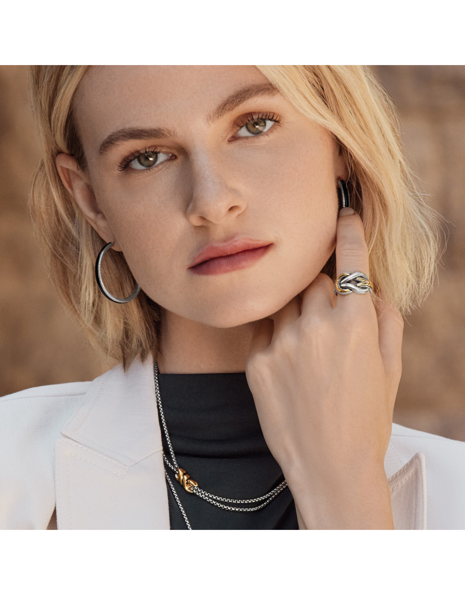 Brighton Brighton JM7587 Interlok Twist Two Tone Double Chain Necklace